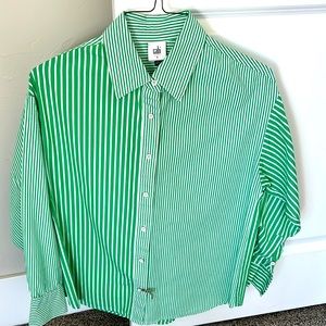 Cabi like new green striped Dad Shirt SMALL Spring 2023 #6292.